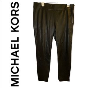 Michael Kors Vegan Leather Pants with Side Zip - Black - NWT